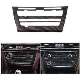 Resim Lasonstiges Karbon Fiber Araba Dokusu İç Kontrol Merkezi Klima Paneli Ses Anahtarı Eşleştirme Çerçevesi Bmw X5 X6 F15 F16 