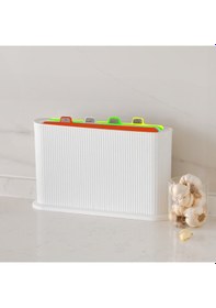 Resim Porsima 1074-1 Beyaz-beyaz Standlı Çoklu Kesme Tahtası Canlı Renk 