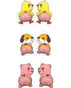 Resim Fochsia 3 Çift 6 Parça Civciv Domuz Köpek Kapı Tampon Süsü 3d Sevimli Çizgi Film Koruması 