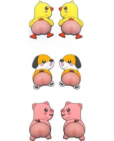 Resim Fochsia 3 Çift 6 Parça Civciv Domuz Köpek Kapı Tampon Süsü 3d Sevimli Çizgi Film Koruması 