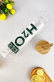 Resim DigitHome H2O75994 C1-1-18 H2o 1 L Detox Bambu Kapaklı Cam Matara 