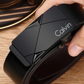 Resim CALVIN Erkek Otomatik Toka Kemer - Şık Siyah Suni Deri ile Kabartmalı Tasarım, İş ve Rahat Kotlar için Kolay Giyim, Mükemmel Babalar Günü Hediyesi, İş ve Rahat Kemer | Şık Kemer Tasarımı | Dayanıklı Kemer Malzemesi, CALVIN 