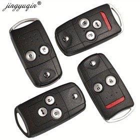 Resim Jingyuqin 2/3/4 Düğme Flip Araba Uzaktan Kumanda Anahtarı Kabuğu Fob - ABS Malzeme, Kırmızı Detaylarla Siyah, for Honda, for Acura, Civic, Accord, Jazz, CRV, HRV için Mükemmel Uyum - Anahtar Kılıfı Yedek Parça, Anahtarsız Giriş Uzaktan Kumanda|Modern Araba Anahtarı Fobu|Dayanıklı Anahtar Fobu 