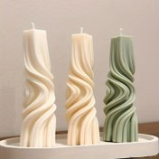 Resim Fantazi Temalı Silikon Mum Kalıbı | Bükülmüş Çizgi & Düzensiz Geometrik Kaburga Sütun Tasarımı | DIY Mum Yapımı için 