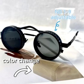 Resim Yeni Steampunk Tarzı Dönebilen Lens Gözlükleri - Ayarlanabilir Parlaklık, Kollar İçin Yay Tasarımı, Gri Lensli Siyah, Kostüm Partileri ve Moda Aksesuarları İçin Mükemmel, Moda Açıklaması Gözlükleri | Steampunk Gözlükleri | Alaşım Çerçeve Gözlükleri, Babalar Günü Hediyesi 