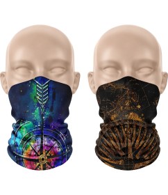 Resim Dair Aksesuar Desenli 2'li Set Boyunluk Bandana Outdoor Balaklava Yüz Maskesi Kafa Bandı 