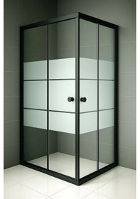 Resim Durul Duşakabin Kare Siyah Kumlama Box Desen Siyah 