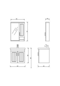 Resim Denko Lotus 60 Cm Mdf Lake Banyo Dolabı Takımı Beyaz 