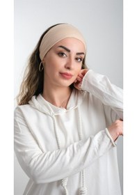 Resim Hürrem Bone Sütlü Kahve Pratik Hazır Geçmeli Tesettür Bone Viskon Kumaş Sade 