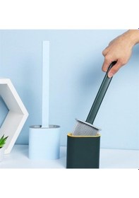 Resim Banyo Hijyeni İçin Duvar Tipi Kapaklı Askılı Klozet Tuvalet Fırçası Seti 