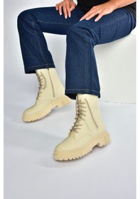 Resim Fox Shoes V973192401 Bej Nubuk Kalın Tabanlı Postal Bot Bej-nubuk 