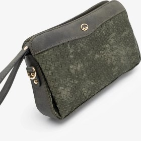 Resim Marjin Kadın Fermuarlı Iç Cepli Clutch Çapraz Askılı El ve Omuz Çantası Faris Haki 