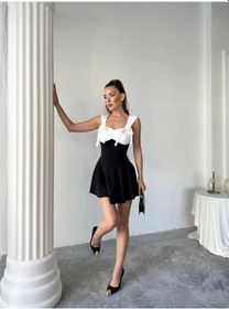 Resim Mini Garni Elbise Çok Renkli 