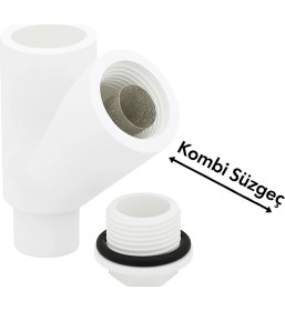 Resim DESIPHON Uzun Tip Kombi Pislik Tutucu Filtresi 2’li Set - Petek ve Tesisat Için Paslanmaz Çelik Süzgeç 