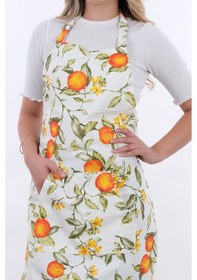 Resim Motif Ayarlanabilir Askılı Şef Önlüğü Chef Mutfak Önlüğü Şeftali 