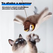 Resim Pet Seslendiren Çalı Toyu - Karikatür Tasarımı, Yumuşak Kumaş, Şarj Edilebilir Lityum Pil, Kanat Çarpma ve Çığlıklar Kedi'nin Av İnsiyaklarını Teşvik Eder, Tüm Irklar İçin Güvenli ve Eğlenceli, Kedi Oyun Saati | Karikatür Kuş Oyuncak | Şarj Edilebilir Pil 