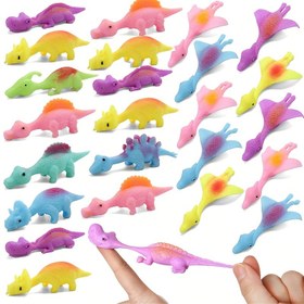 Resim 6/10/20/32 Adet Sapan Dinozor Parmak Oyuncakları, Çocuklar için Parti Hediyeleri Yapışkan Kauçuk Uçan Manjette Fidget Oyuncaklar Erkek Kız Doğum Günü Hediye Çantası Sevgililer Günü ve Noel İçin 