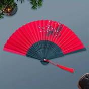 Resim 8.27 inç (21 cm) Tutma Saplı Bambu İpek Kumaş Noodle Abanık, Çin/Japon Büyüleyici Zarif Vintage Retro Tarz, Kadın Bayanlar günlük kullanım En İyi Hediyeler 