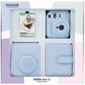 Resim Fujifilm Instax Mini 12 Fotoğraf Makinesi + 10'lu Film Kare Albüm + Deri Kılıf Mavi 