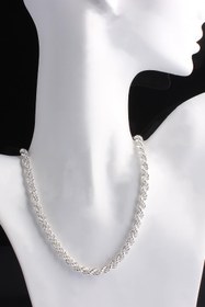 Resim Omar Silver Unisex Halat Gümüş Zincir 8 Mm Elmas Kesim Gümüş Kolye 