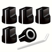 Resim 5 Adet Elektrikli Yuvarlak 6.35MM 1/4''Şaftlar 16.5*15mm Plastik Gitar Pedal Potansiyometre Düğmesi Set Vidası Ile 