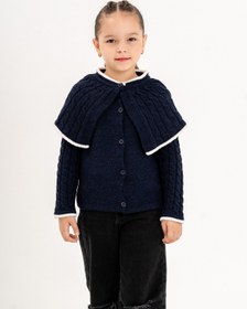 Resim Cloudy Kids Kız Çocuk Düğmeli Pelerin Yaka Triko Hırka 