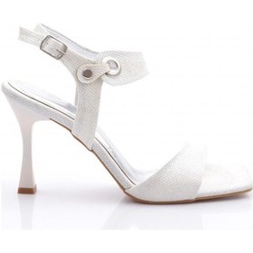 Resim Dgn 4012 Kadin Düz Burun Topuklu Ayakkabi Beyaz Baskılı 