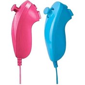 Resim Flybuy Nintendo Wii Nunchuck, Mavi Pembe, Sol-sağ El Kavisli, 2 Adet, El Kavisli Oyun Kolu Denetleyicisi 