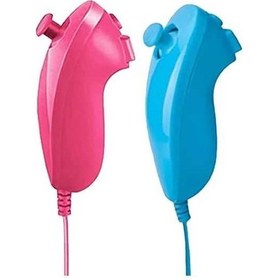 Resim Flybuy Nintendo Wii Nunchuck, Mavi Pembe, Sol-sağ El Kavisli, 2 Adet, El Kavisli Oyun Kolu Denetleyicisi 