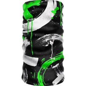 Resim Crown Micro Neon Yeşil Beyaz Graffiti Desenli Çok Amaçlı Bandana Boyunluk Maske Motorcu Buff Aksesuar Balaklava 