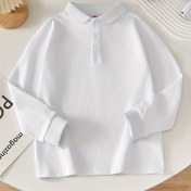 Resim Erkek ve Kız Çocukları için Döndürme Yaka Uzun Kol Okul Üniformasın T-Shirt, Katlanabilir Renk, 110-160 Beden, İdeal Günlük Şık Giyim 