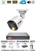 Resim Fury Ip Güvenlik Kamera Seti 1 Kameralı Sesli 4mp Gece Renkli Su Geçirmez Ip5515s 500gb 