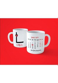 Resim Sevgililer Gününe Özel L Harfi İsimli Takvimli Baskılı Kupa Bardak 