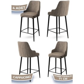Resim Canisa Enox Serisi, 4 Adet Cappucino Sandalye Mutfak Bar Sandalyesi, Babyface Kumaş, Siyah Metal Ayak , Sandalye Cappucino Ayaklar Siyah 
