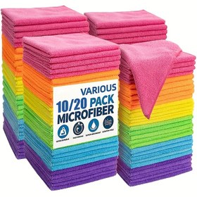 Resim 10/20 adet Canlı Mikrofiber Temizlik Bezi - Emici, Hızlı Kuruyan, Tekrar Kullanılabilir Havlular Mutfak, Bahçe ve Ticari Kullanım için - Temizlik Tutkunları için İdeal Hediye, Ticari Temizlik Malzemeleri|Canlı Mikrofiber Bezi|Dayanıklı Temizlik Havluları 