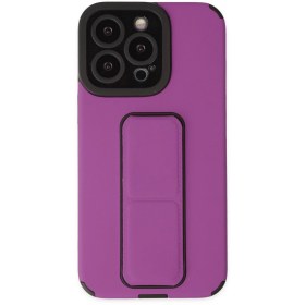 Resim iPhone 14 Pro Kılıf Mega Standlı Silikon - Mor 