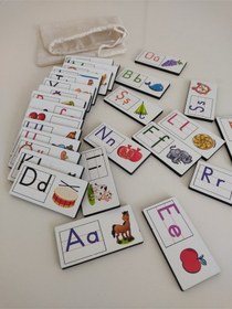Resim Renkli Resimli Alfabe Domino Puzzle 