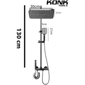 Resim Piyano 5 Fonksiyonlu Krom Banyo Bataryalı Robot Duş Seti Tepe Duşu Duş Seti 130 Cm Krom 