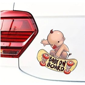 Resim Jt30 Karikatür Sevimli Bebek Emzik Scooter Araba Etiket Yakıt Ikmali Tankı Arka Gövde Su Geçirmez Çizik Çıkartma Aksesuarları Dekor 15x17cm 