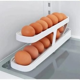 Resim TİNEKE 2 Katlı Otomatik Buzdolabı Yumurta Standı Yumurtalık Rafı Saklama Kabı Buzdolabı Organizer 