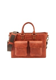 Resim Twingold Kişiye Özel %100 Deri Rainbow Evrak / Laptop Çantası - Tobacco Çok Renkli 