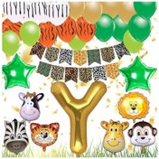 Resim Safari Konsepti Y Harfli Doğum Günü Parti Kutlama Seti; Harf Ve Y 