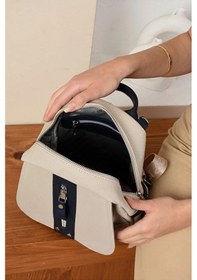 Resim Just Polo Kadın Orta Boy Ayarlanabilir Askılı Şık Lakost Sırt Çantası Shopper Taş Lacivert 