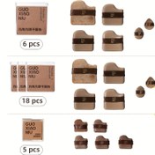 Resim GUOXIAONIU 5'li Set, 6'lı Set, 18'li Set Pudra Ponponu Mini Parmak Ucu Pudra Ponponu Hava Yastığı Likit Fondöten Gevşek Pudra Özel Çikolata Bisküvi Şeklinde Deri Süet Yüzeyli Yeniden Kullanılabilir Çok Amaçlı Makyaj Sabitleyici Makyaj, Kuru ve Islak Kullanım 