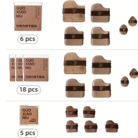Resim GUOXIAONIU 5'li Set, 6'lı Set, 18'li Set Pudra Ponponu Mini Parmak Ucu Pudra Ponponu Hava Yastığı Likit Fondöten Gevşek Pudra Özel Çikolata Bisküvi Şeklinde Deri Süet Yüzeyli Yeniden Kullanılabilir Çok Amaçlı Makyaj Sabitleyici Makyaj, Kuru ve Islak Kullanım 