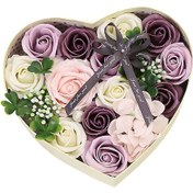 Resim Teltree Kalpli Hediye Kutusunda Sabun Gül Ve Tebrik Kartı - Kadınlar İçin Romantik Ev Dekorasyonu Ve Özel Gün Hediyesi 