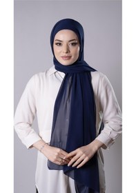 Resim Hürrem Bone Lacivert Pratik Hazır Geçmeli Şal Şifon Kumaş Hijab Bone 3009 02 