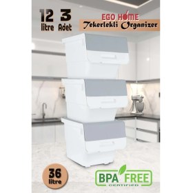 Resim Özbience Çok Amaçlı Patates ve Soğan Organizer Tekerlekli Sepet 3X12LT 