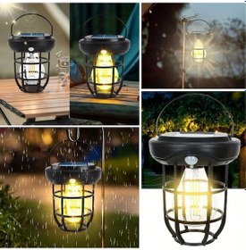 Resim Bucuks Solar Kamp Feneri - Güneş Enerjili, Otomatik Şarj Ve Gece Işığı, Taşınabilir Ve Asılabilir Led Dış Mekan Lamba Renkli 