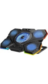 Resim Rampage Bellatrıx Siyah 5 Fan 2 USB Rgb Işıklı 15-17 Yüksek Performans Profesyonel Notebook Soğutucu Stand 